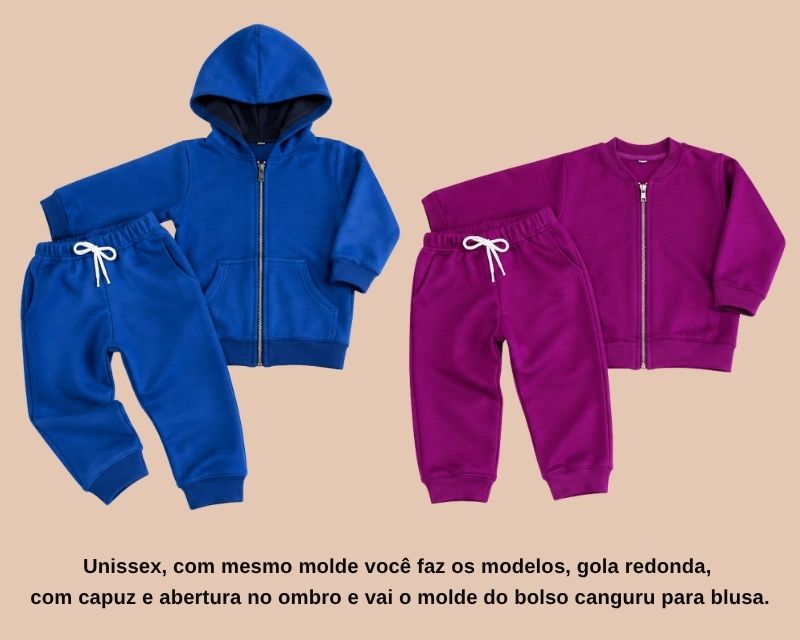 Conjunto de Moletom Blusa com Zíper na Frente