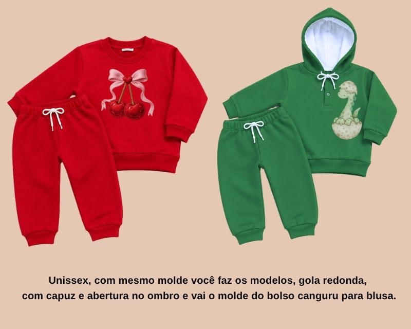 Conjunto de Moletom com e sem Capuz