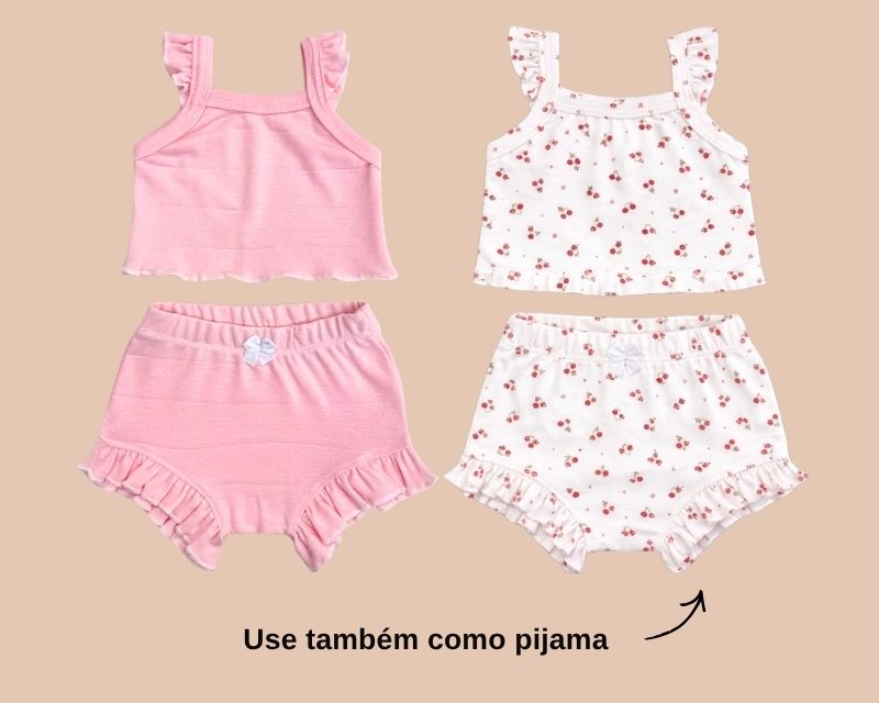 Conjunto Short e Blusa de Alcinha com Babado