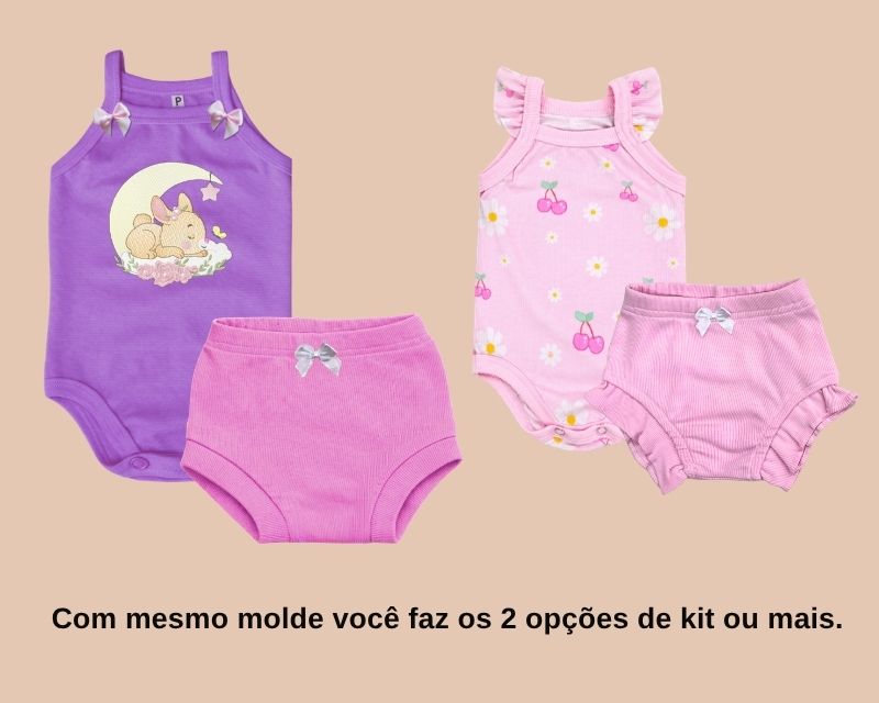 Kit Tapa Fralda com Cós Inteiro + Body de Alcinha