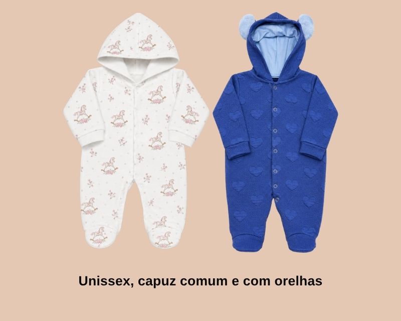 Macacão de Botão com Pé Fechado e Capuz