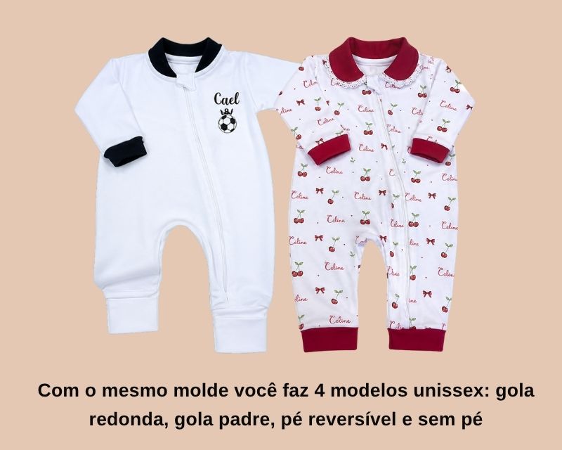 Macacão de Zíper Pé Reversível e sem Pé
