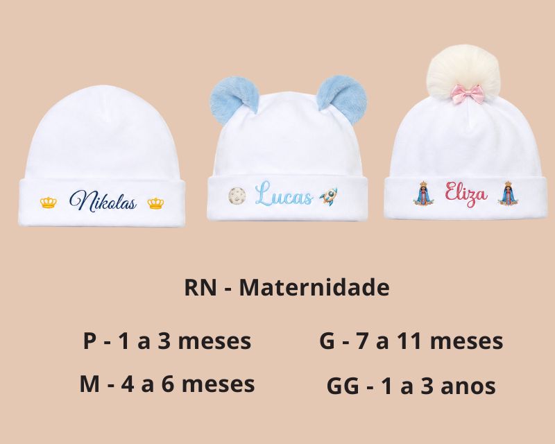Touca Infantil com Orelhas 3D, Pompom ou Lisa